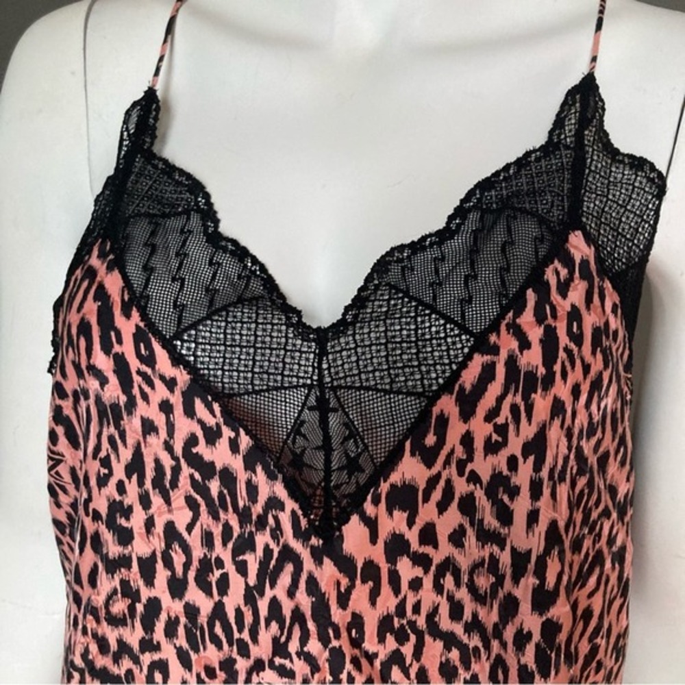 Zadig &‎ Voltaire top medium Slip Christy Camisole pink leopard lace silk NWT - Picture 2 of 12
